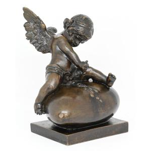 Antonio Pandiani - Putto su Cuore Trafitto - Italia Fine XIX Secolo